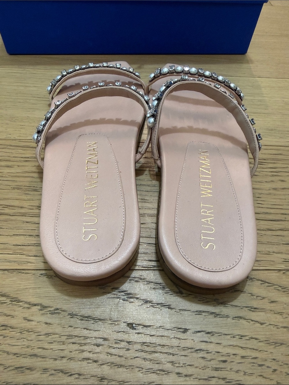 Stuart Weitzman Aleena Shine Blush Pink Crystal-Embellished Slide Sandals - Picture 5 of 8